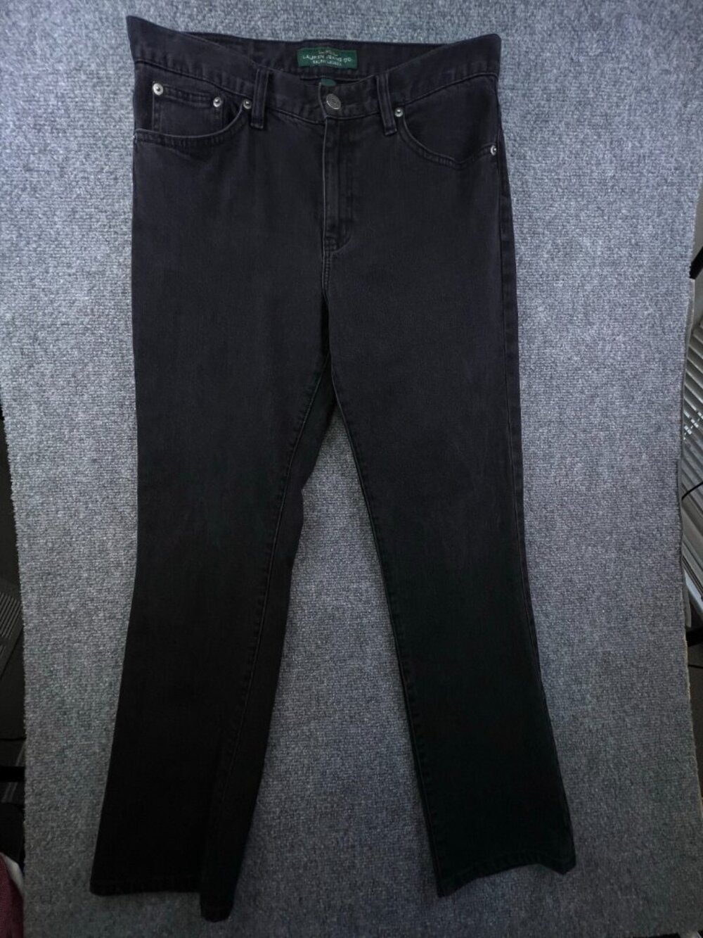 Lauren Ralph Lauren Women Black Denim Jeans Size 8 Pants Slight Taper, Pockets